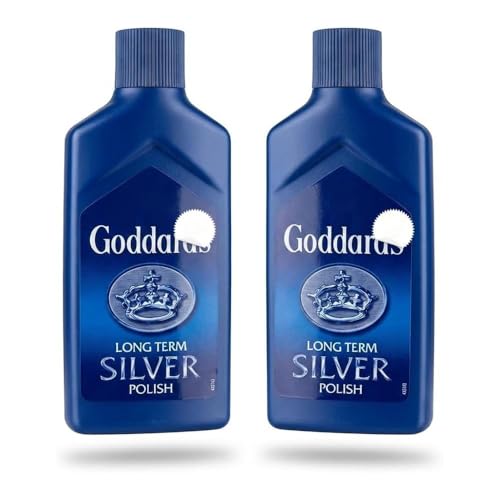 Goddards Long Term Silver Polish 125ml Pack of 2 Premium Cleaner and Tarnish Remover Solution for Jewellery Antique Cutlery Plate and Household Metals Protective Shine Restorer