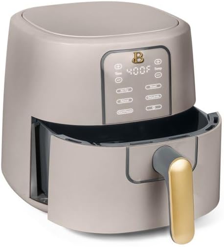 Beautiful 6 Qt Air Fryer with TurboCrisp Technology, EverGood Ceramic Nonstick Coating, Porcini Taupe by Drew Barrymore