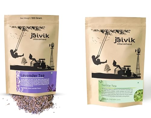 Image of Jaivik Uttarakhand - Lavender Flower Buds, Nutrient-Rich Nettle Leaves (100g each), Unique Blend Crafted Loose Leaf For Chai Lovers Across India, Combo (Pack Of 2)