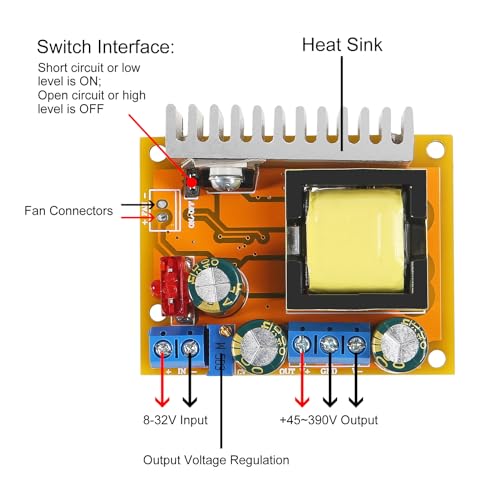 2pcs DC-DC High Voltage Boost Converter 8V-32V to ±45V-390V ZVS Step-up Booster Module Capacitor Charging Power Supply Module3