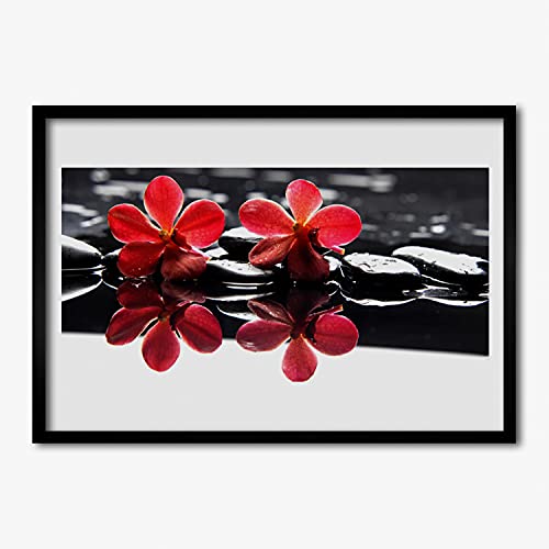 Cadre murale salon et chambre 70x50 motif pierres de fleurs en MDF