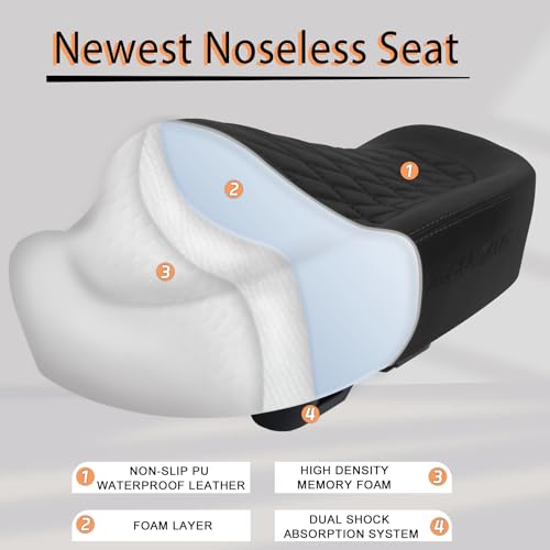 Image of BUCKLOS New Noseless Bike Seat for Comfort Men&Women Extra Wide Bicycle Seat Cushion Oversized Comfortabele Foam Padded Bike Saddle for Peloton Exercise Bike Ebike Cruiser Bikes