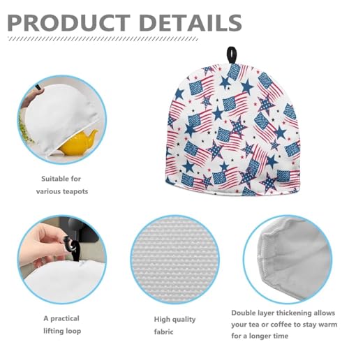 Image of American Flag Teapot Warmer Tea Pot Cover Keep Tea Warm Insulation Teapot Cozies Kettle Cover 4th of July Independence Memorial Day Decor