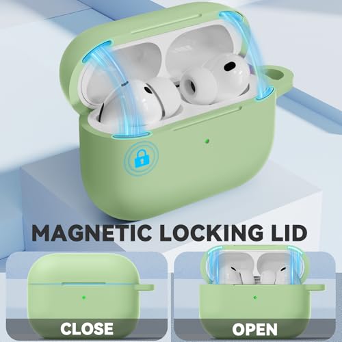 Image of Ljusmicker for AirPods Pro 3 Case 2025 with Cleaner Kit,Soft Silicone Protective Cover for Apple AirPods Pro 3rd Generation Cases for Women Men,for AirPod Pro 3 Cover with Keychain-Magnetic Mint Green