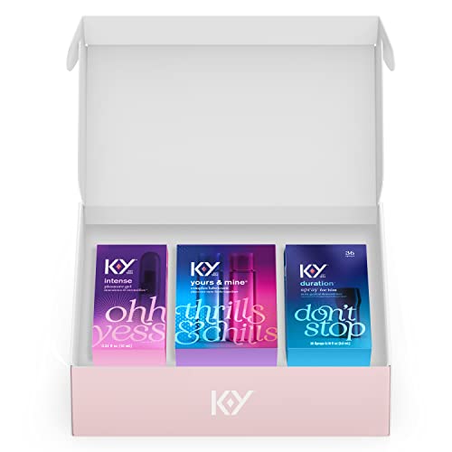 K-Y Couples Pleasure Kit Including, Yours & Mine Couples Lubricant, 3 fl.oz.+ K-Y Intense Pleasure Gel Lubricant 0.34 fl.oz.+ K-Y Duration Male Genital Spray 36 Sprays/ 0.16 fl.oz. 1 ea