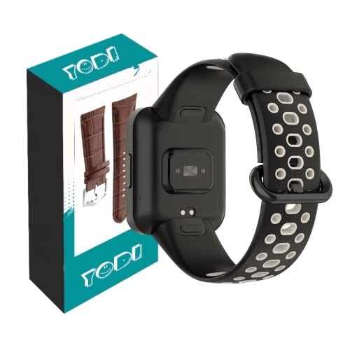 Image of YODI Soft Silicone With Metal Buckal Classic Strap Bands for Redmi Watch 2 Lite /Redmi GPS Smart Watch Only, Comfort and Flexible Straps for Men Women and Kids (BLACK-GREY)
