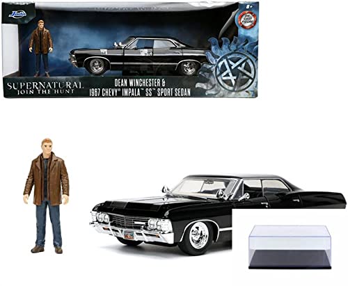 Diecast Car w/Display Case - 1967 Chevy Impala SS Sport Sedan with Dean Winchester Diecast Figurine, Supernatural - Jada Toys 32250/4-1/24 Scale Diecast Model Toy Car