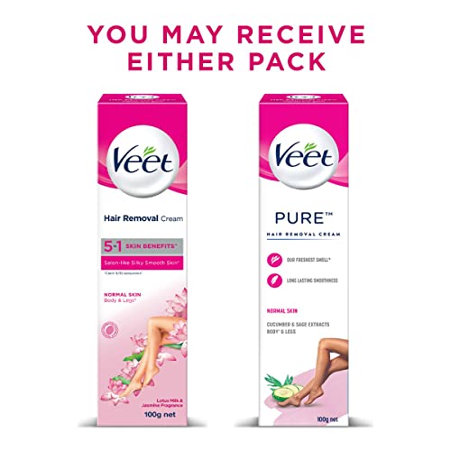 Veet Pure Hair Removal Cream for Women With No Ammonia Smell, Normal Skin - 100g | Suitable for Legs, Underarms, Bikini Line, Arms | 2x Longer... - Image 4