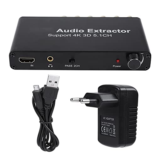 Extractor De Audio, Convertidor Adaptador HDMI, Decodificador De Audio 4K 3D HDMI 5.1 Canales, Convertidor HDMI De Entrada A Salida HDMI SW, CEN, SR, SL, FR, FL, Puerto Para Auriculares De 3,5 Mm(UE)