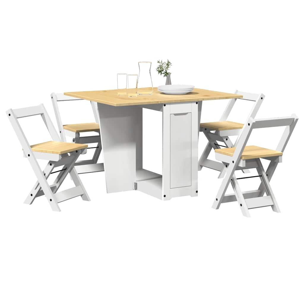 Set Comedor Plegable Mariposa 5 pzas Corona Madera Pino Blanco