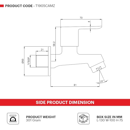 Image of Johnson Sega Brass Bib Cock Faucet for Bathroom, Utility & Garden| Wall Mounted Chrome Finish Brass Bib Tap with Flange| Corrosion & Rust Resistant| Leak-Proof Disc Valve Technology|10 Years Warranty
