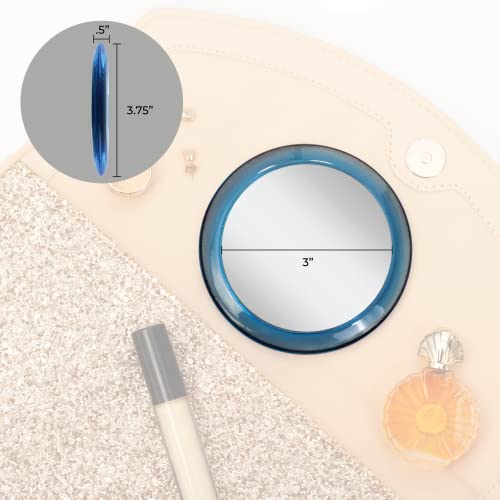 Espejo compacto acrílico doble cara 5X azul 4 pulgadas miniatura 2