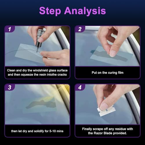 Windshield Repair kit, DIY Glass Cracked Repair Kits, Easy to Use Automotive Glass Nano Repair Fluid, Scratch Chip Cracks Repair Kit (2 Pack) - Thumbnail 7