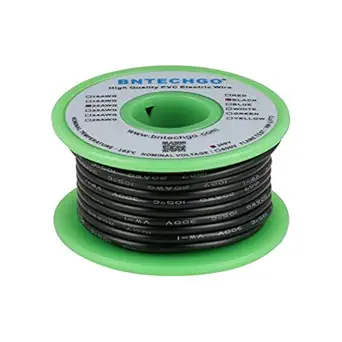 BNTECHGO 20 AWG 1007 Electric wire 20 Gauge PVC 1007 Wire Solid Wire Hook Up Wire 300V Solid Tinned Copper Wire Black 25 ft Per Reel For DIY