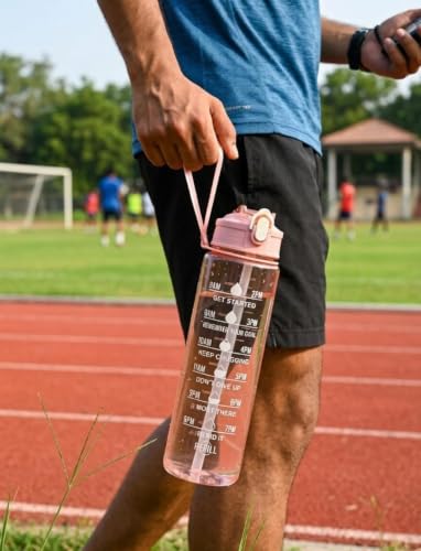 Image of MKY Plastic Motivational Water Bottle 900 ML Sipper Bottle For Adults With Time Measurement BPA Free Water Bottle For Office,Water Bottle For Gym 900ML, Multicolor