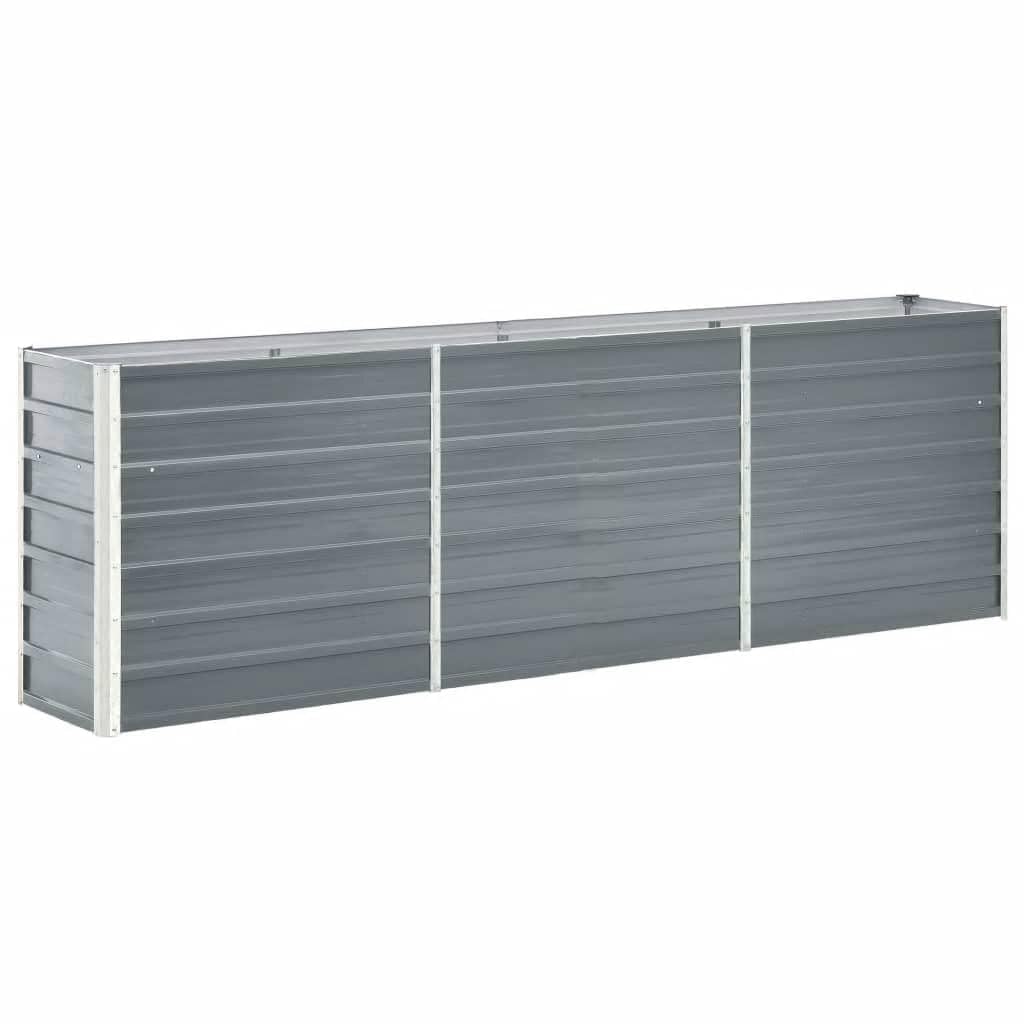 Cama elevada de acero galvanizado gris antracita de 240x40x77 cm para huerto en jardín