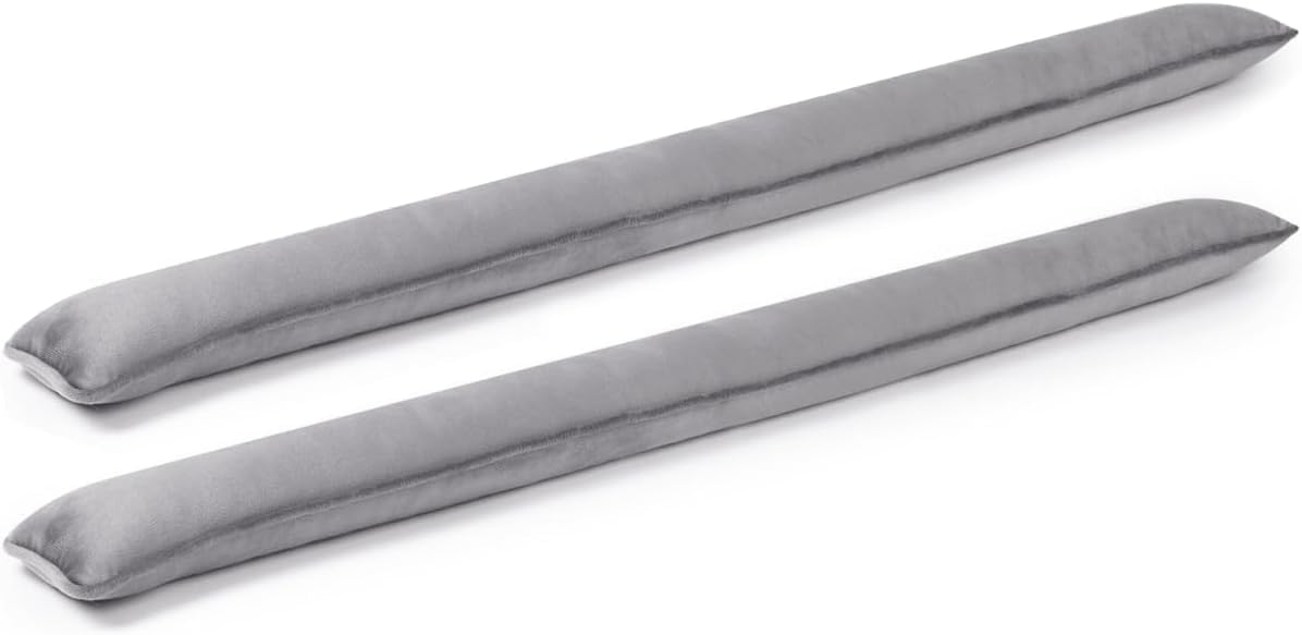 Draught Excluders - Set of 2 | Draft Stoppers for Doors & Windows | 84cm Microfibre Wind Stoppers | Prevent Draughts & Breezes at Home | Pukkr (Grey)