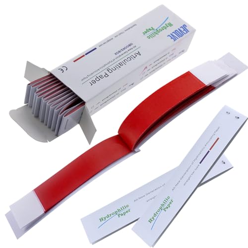 Image of 180 Sheets Dental Articulating Papers | Straight Shape Micron Bite Articulating Paper Doubled Side for Occlusal Adjustment - Thick Red
