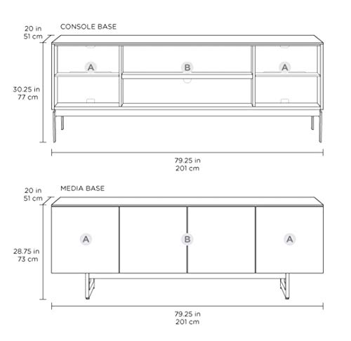 BDI Elements 8779 Quad Cabinet Wheat Doors, Media Base, Charcoal - Thumbnail 7