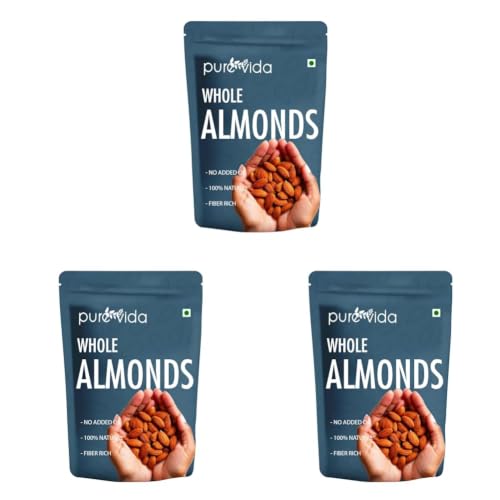 Image of Purevida California Almonds 200gm | Crunchy & Nutrient-Rich | High in Protein, Fiber, Vitamin E & Healthy Fats | Supports Brain & Heart Health | Gluten-Free | Ideal for Snacking, Baking & Cooking