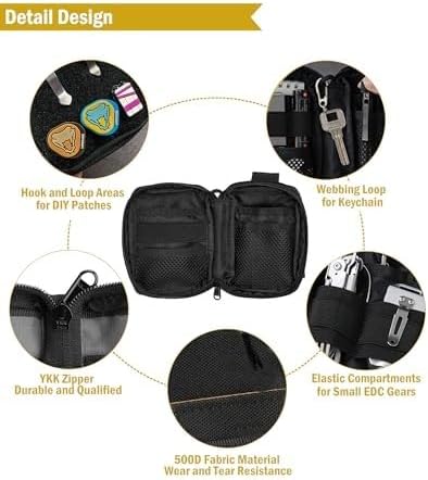 VIPERADE VE26 EDC Pouch Organizer with 11 Compartments, Small Tool Pouch with DIY Patches Area, EDC Pocket Organizer for Mutitools - Image 6
