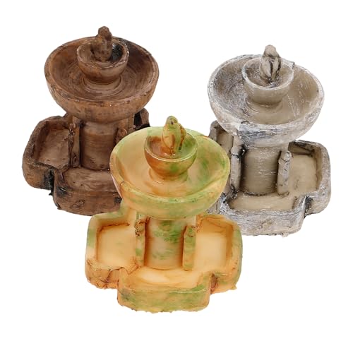 ROMISBABA 3Pcs Miniature Fountain Decor Simulation Water Feature for Micro Landscape Garden Table Decoration Serene Home Aesthetic Resin Adornments