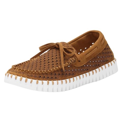 Ilse Jacobsen HORNBAEK Women's Tulip Sailor | Slip On | Low Top | Flat (Cashew/White, 9)