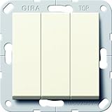 Schalterprogramm Gira 283201 Wippschalter Wechsel 3 Fach System 55, cremeweiß