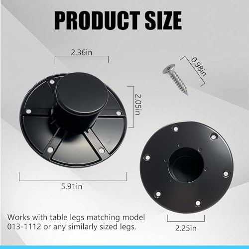 Image of Round Aluminum RV Trailer Pedestal Base,Flush Floor Mount Base for Table Legs with 6 Screw Holes,Fit for Table 013-1112 Table Base