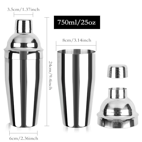 Nsmykhg JV-COCKTAILSHAKER3 Cocktail Shaker,3 Pack Martini Shaker 25 Oz Shaker Stainless Steel Cocktail Shaker Margarita Mixer Bartender Shaker Drink Shaker With Built-In Strainer - Solid Bar Tool thumb #1