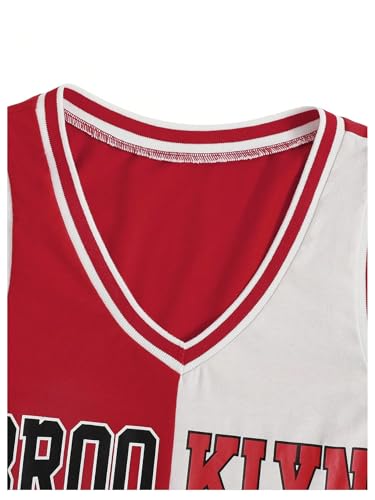 Image of SOLY HUX Women's Letter Graphic Print Color Block V Neck Sleeveless Bodycon Mini Dress