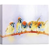 SIGNWIN Canvas Wall Art A Group of Orange, Navy and Yellow Baby Winter Birds on Tree Branch Birds Wilderness Realism Contemporary Colorful for Living Room, Bedroom, Office - 12x18 inches