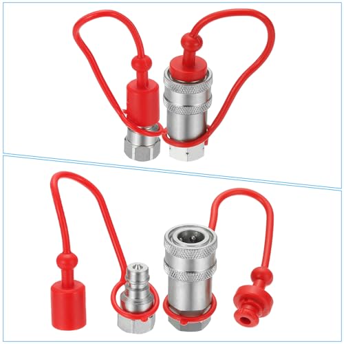 Image of PATIKIL 1 /4 inchNPT ISO-A Hydraulic Quick Disconnect Coupling, 1 Set Flat Face Hydraulic Quick Connect Coupler with Dust Caps Quick Release Coupling Set
