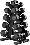 papababe Dumbbell Set Rubber Encased Hex Dumbbell Free Weights Dumbbells Set Home Weight Set No Rack