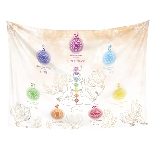 DigiTizerArt Meditation Seven Chakra Mandala Yoga Tapestry Wall Hanging, Indian Hippie Chakra...