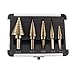 CO-Z Step Drill Bits, HSS 5PCS Titanium Step Drill Bit Set, 50 Sizes in 5 High Speed Steel Unibit Drill Bits Set for Sheet Metal with Aluminum Case, Multiple Hole Stepped Up Bits for DIY Lovers