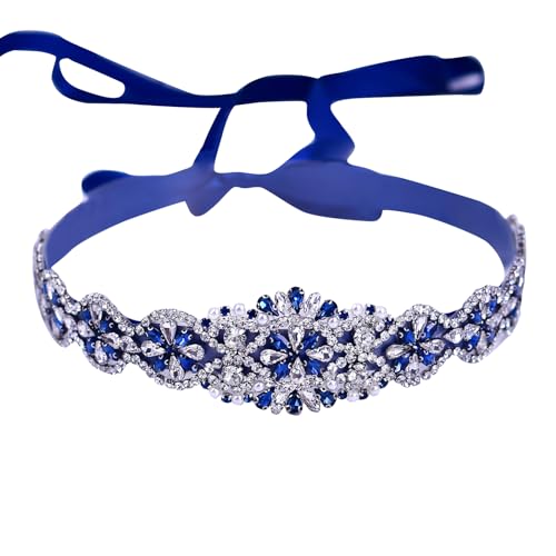 Ladies Dress Belt Navy Blue Rhinestone Handmade Decoration Party Party Party Party Walk Bridesmaid Dress Belt Wedding Female Guest Accessories