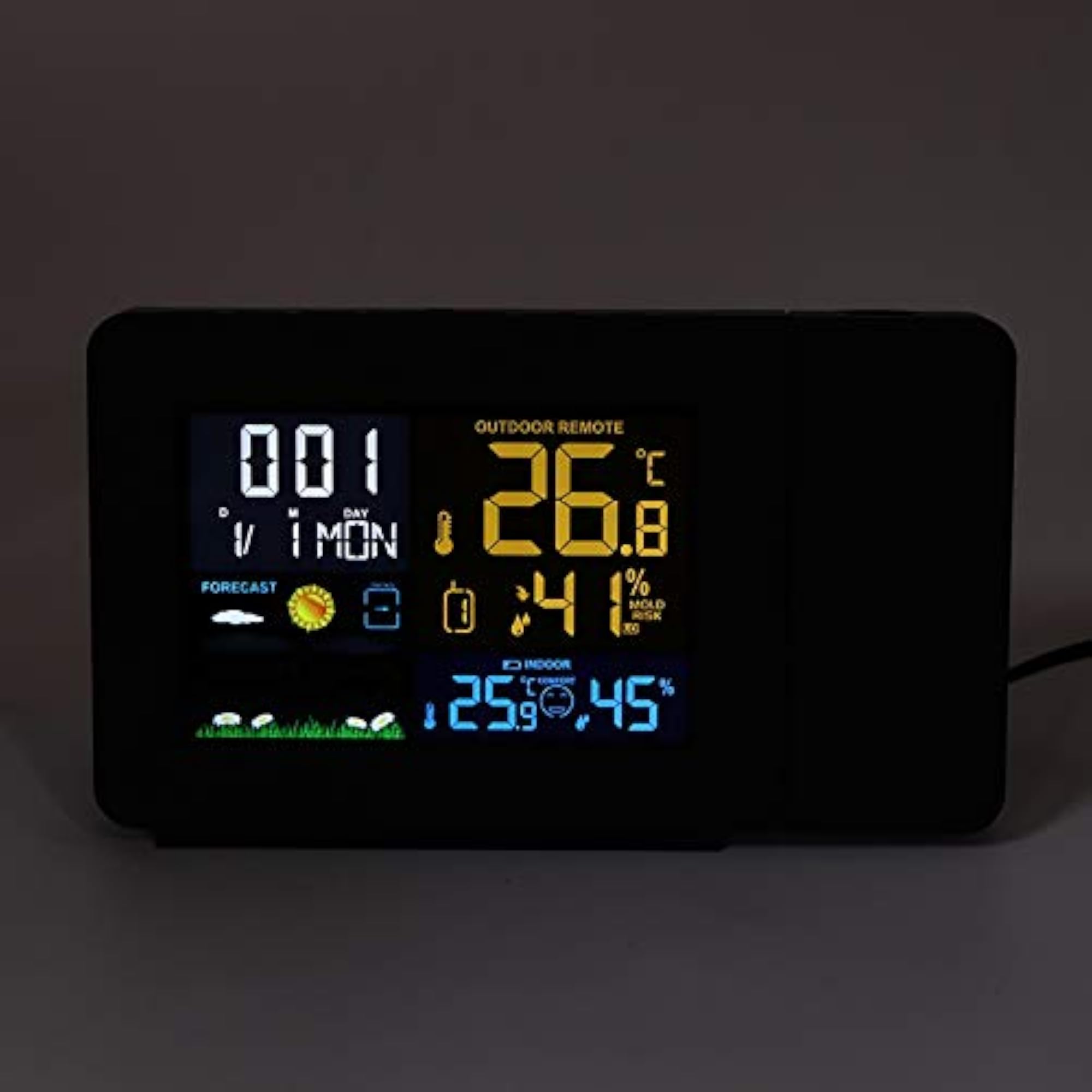 Projection Clock, Desktop Black Electronic Alarm Clock