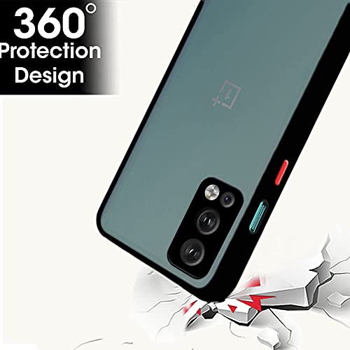 Image of TheGiftKart Hybrid Back Cover Case for OnePlus Nord 2 5G / OnePlus Nord 2 5G Pac-Man Edition | Smoked Matte Back | 360 Degree Protection | Protective Hard Back Cover Case (PC & TPU, Black Bumper)