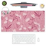 Elegant Flower Dusty Rose Mouse Pad 31.5 x 11.8 Inches Laptop Mouse Pad Red Gaming Office Supplies Cute Office Desk Decor Accessories Makeup Mat for Vanity Extr31.5 x 11.8 Large for Desk Mousepad Mat