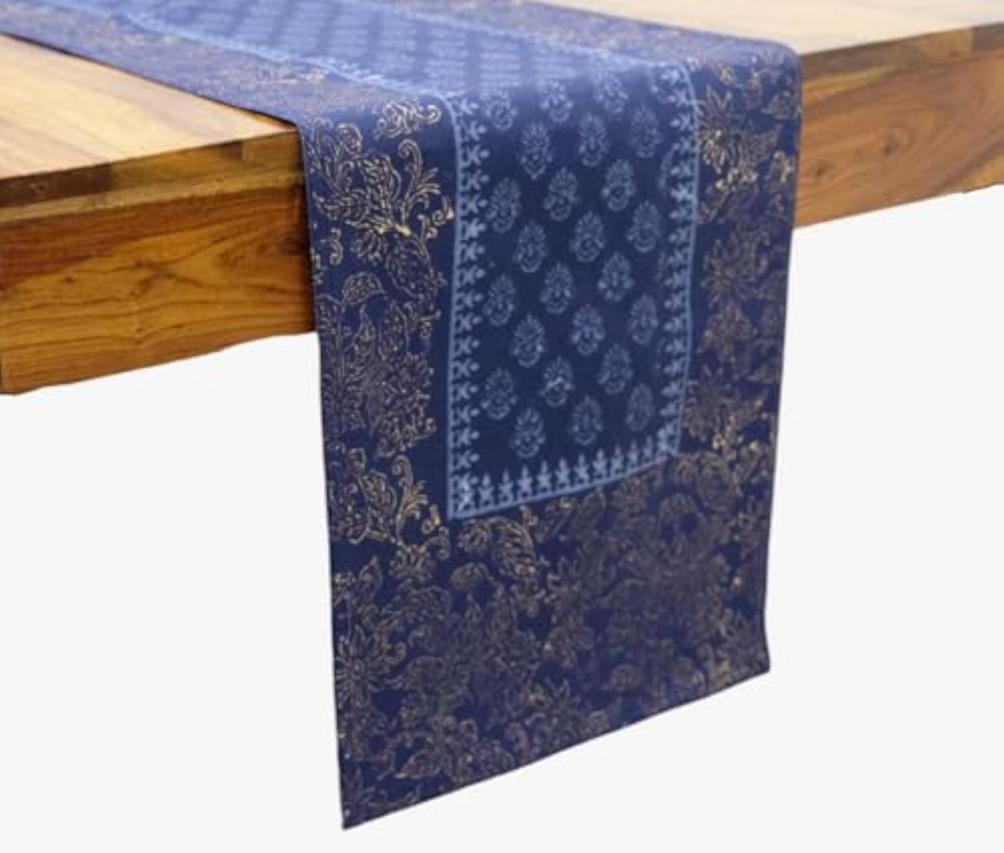 6 Seater Navy Hand Block Printed Table Runner