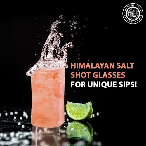 Pride of India | Pink Salt Crystal Accessories (Pink Salt Crystal Shot Glass - Round Shape) | Perfect for cocktails, shooters, tequila | Stylish & Trendy | Highest Quality & Food-Grade