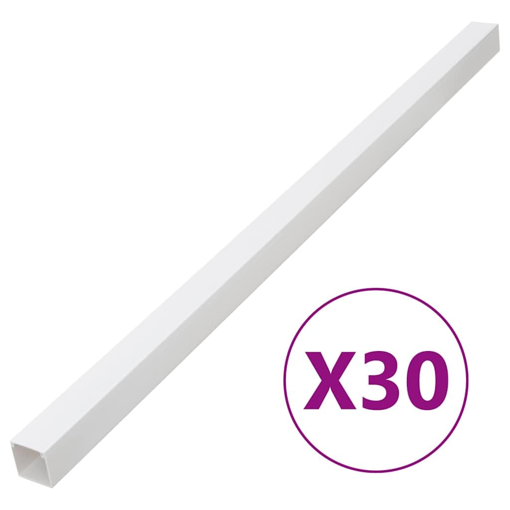 Gaine d'installation en PVC - 33 x 33 mm - 30 m - Protection des câbles - Gestion des câbles - Pour mur, sol, plafond, rallonge, organiseur, pose de câbles, protection, fixation, bureau, TV