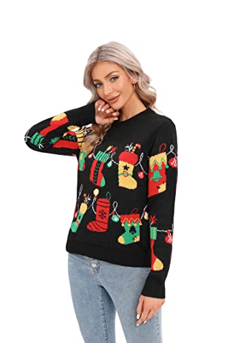 Image of LUBOT Ugly Christmas Sweaters for Women Cute Fuzzy Funny Wintertime and Holiday Parties Knitted Pullover Sweater