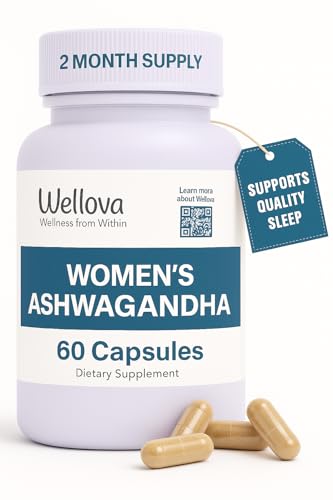 Wellova Women's Ashwagandha | Promotes Stress Relief & Mood Support | Supports Clarity & Memory | Provides Focus and Increased Energy | Superior Pure Organic Absorption | 60 Capsules