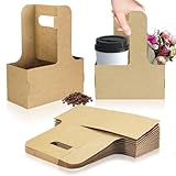 2 Cup Disposable Drink Carrier for Delivery with Handle,15 Count Kraft Paperboard Cup Holder,Cup Carriers for Hot or Cold Drinks,Coffee Carrier, Food Delivery,Take Out Cup Carriers (Brown)