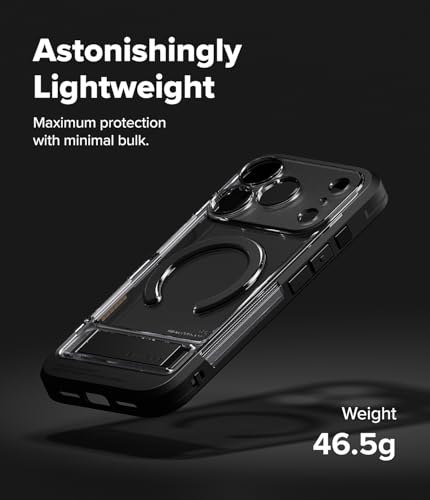 Image of Ringke UX Magnetic Designed for iPhone 17 Pro Max Case [Compatible with MagSafe] [Built-in Metal Stand] Dual Layer Protective Cover with Rugged Frame and Camera Control Button Cover - Smoke Black