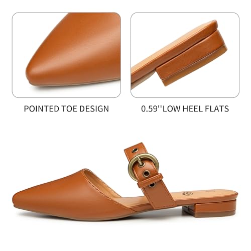 Image of Rekayla Mules for Women Adjustable Strap Pointed Toe Backless Loafer Shoes