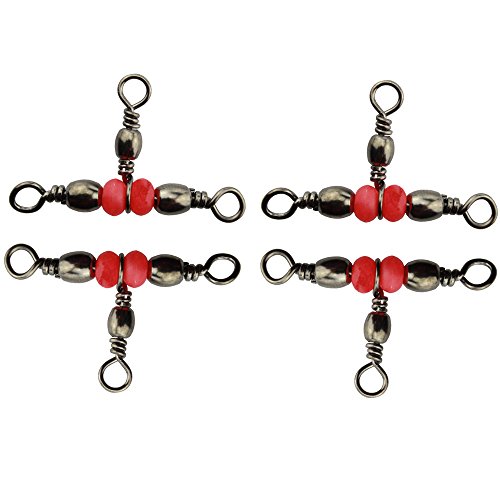 Luengo 30pcs 3 Way Red Brass for Bass Fishing Barrel Triple Swivels for Fishing Tackle Style