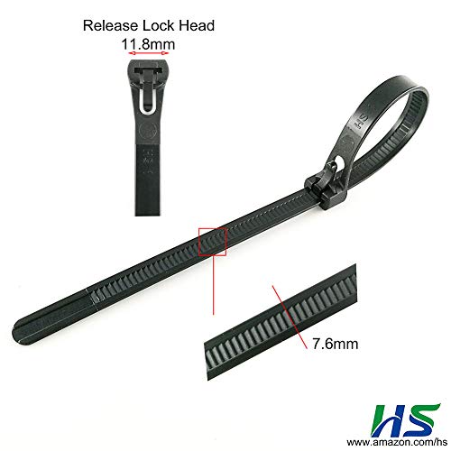 HS Reusable Zip Ties Assorted 6 8 10 Inch (200 Pack) Releasable Nylon Cable Zip Ties 50 Lbs Tensile Strength, Thick Reusable Wire Ties Outdoor Indoor Purpose miniatura 2